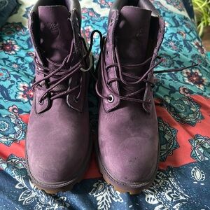 purple velvet timberland boots
